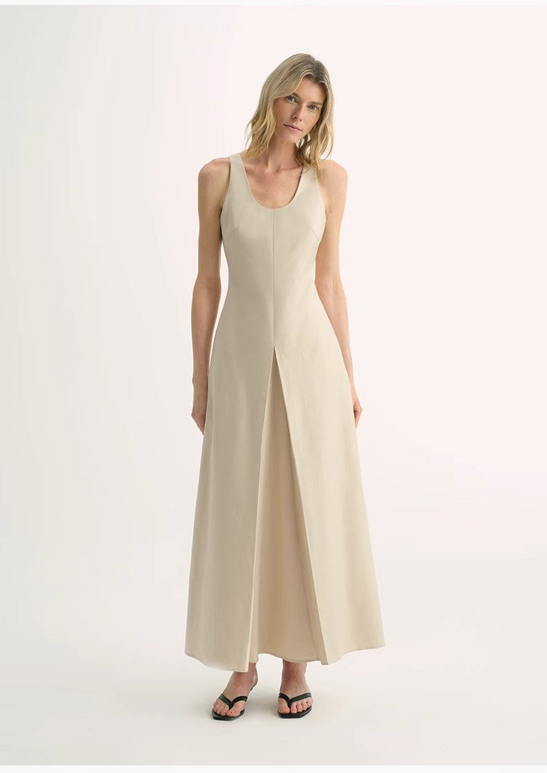 High Density Modal Mulberry Silk Insert U-Neck Vest Dress"Simple Love"