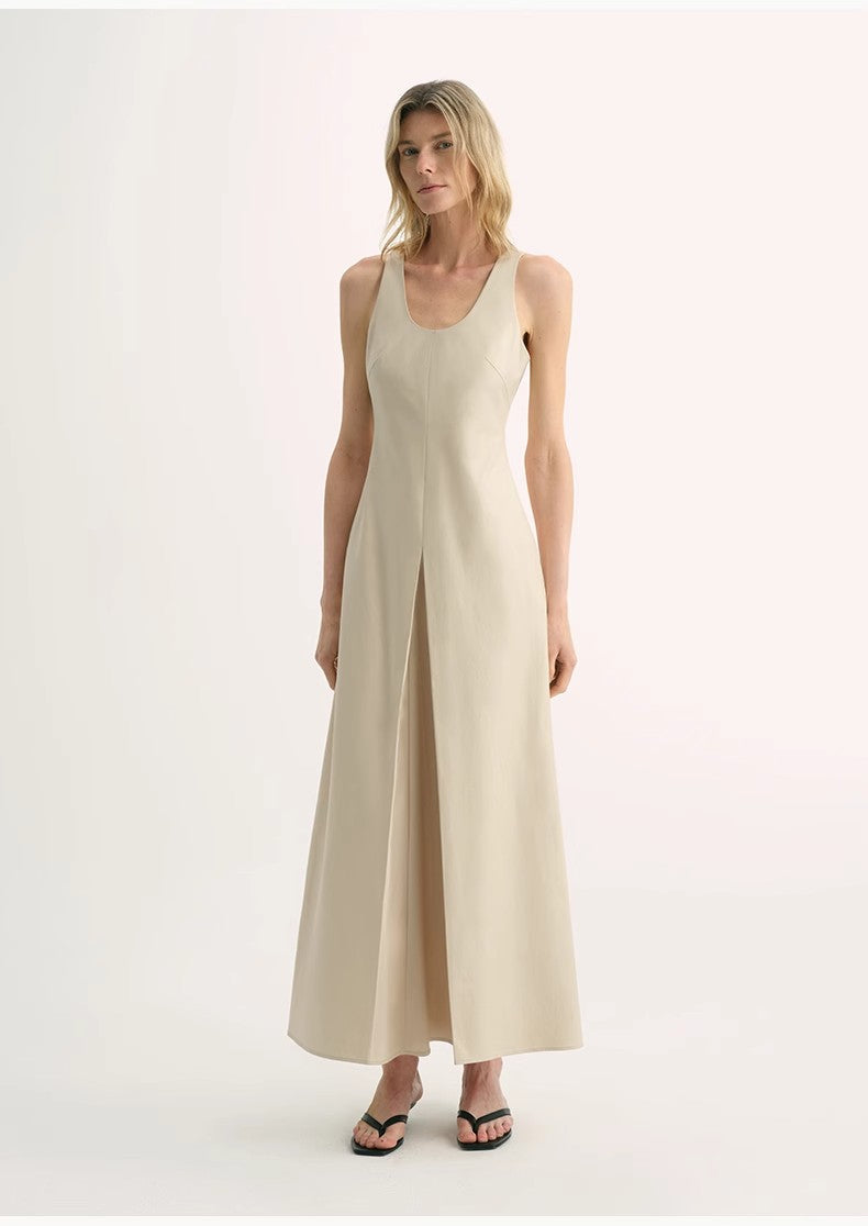 "Simple Love" High Density Modal Mulberry Silk Insert U-Neck Vest Dress