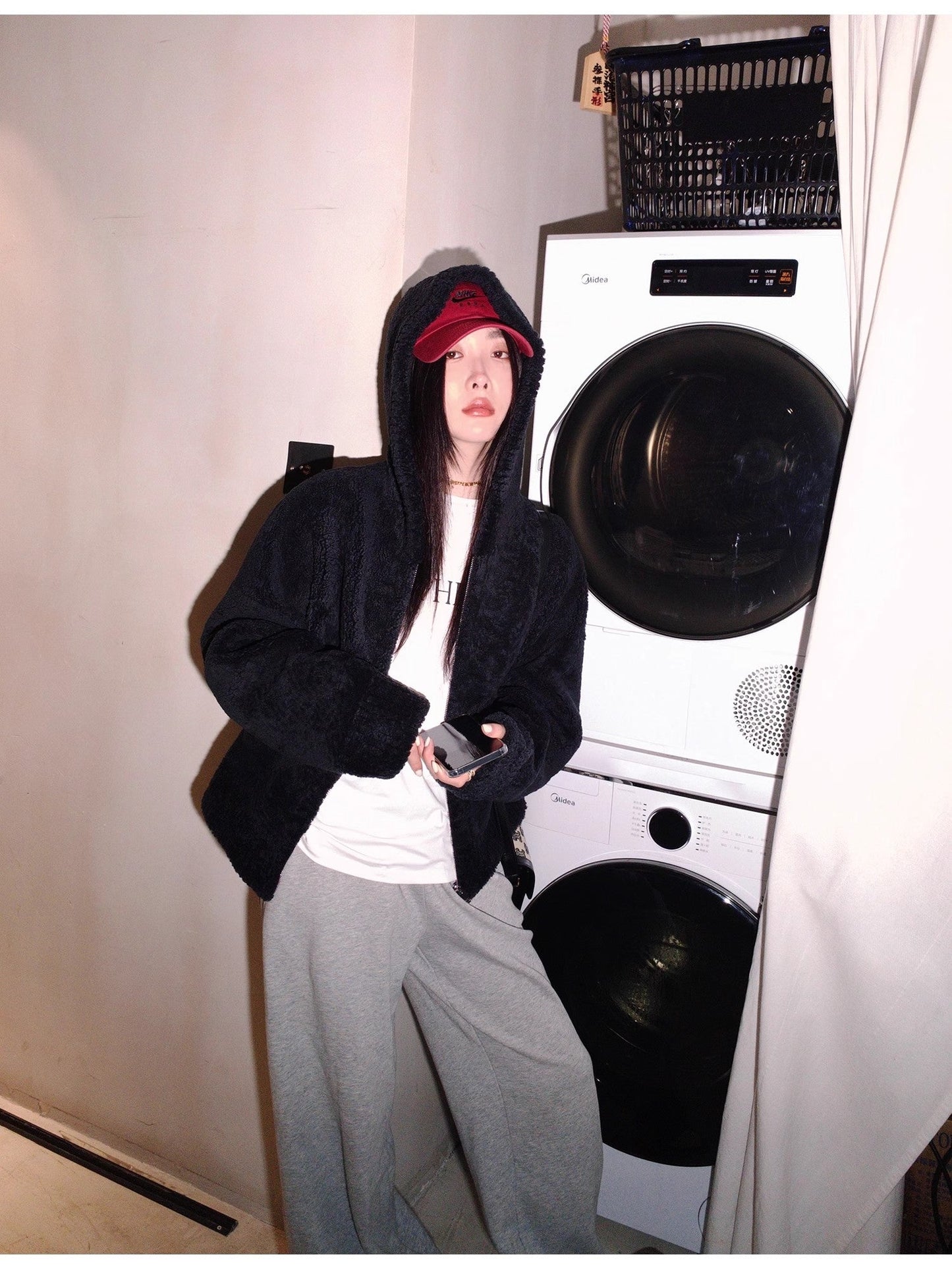 Fireladyfur Women's Hooded Merino Sheepskin Jacket“Bad Boy”