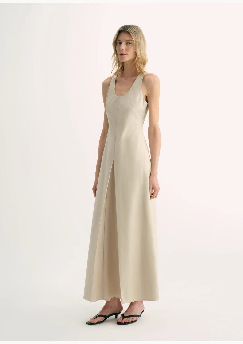 "Simple Love" High Density Modal Mulberry Silk Insert U-Neck Vest Dress