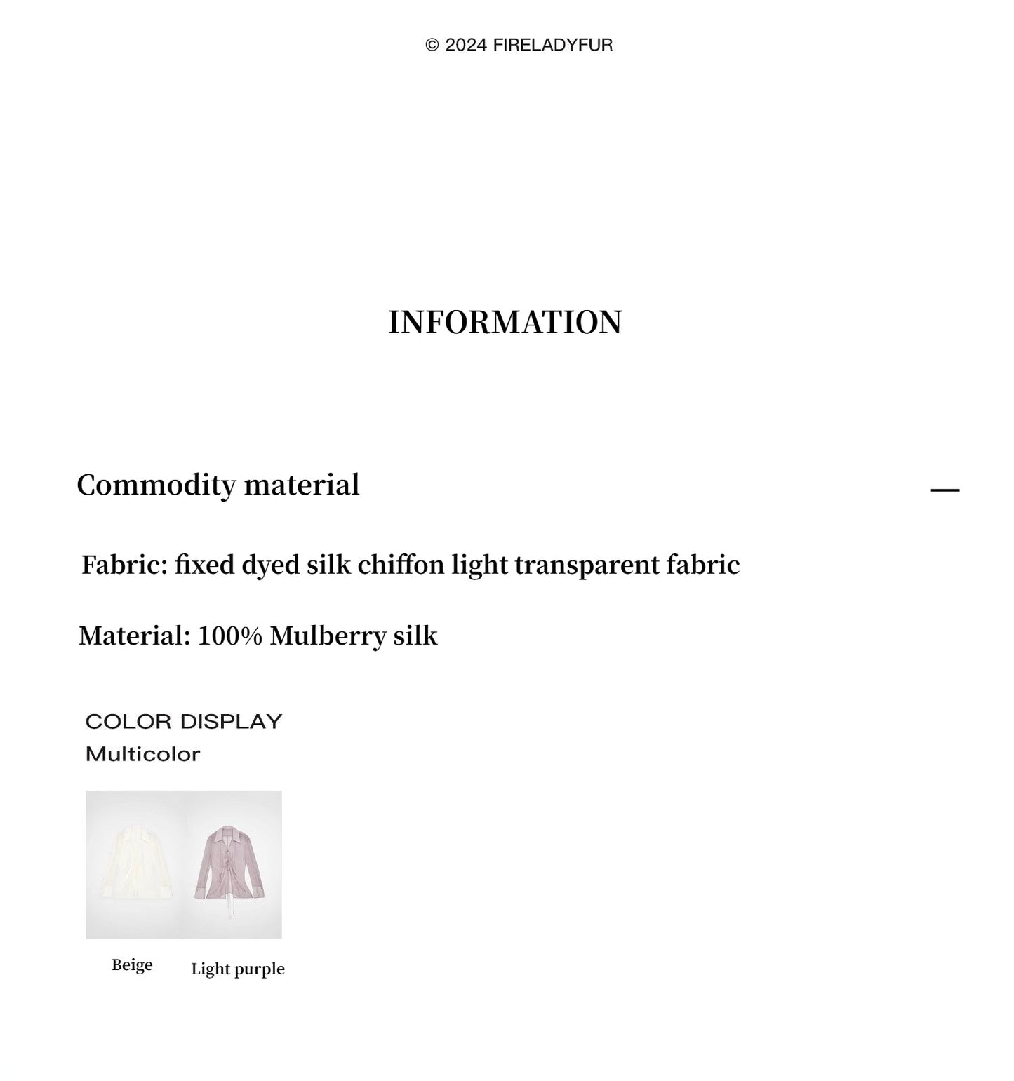 Silk Chiffon Light and Hazy Feeling Cool Drape Lace-Up Sun Protection Shirt