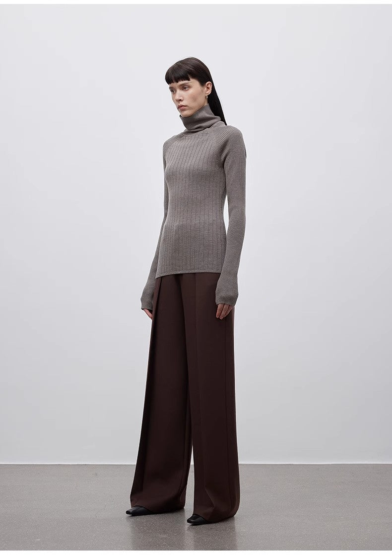 Imported Wool Pleated High-Waisted Straight-Leg All-Match Slimming Suit Trousers