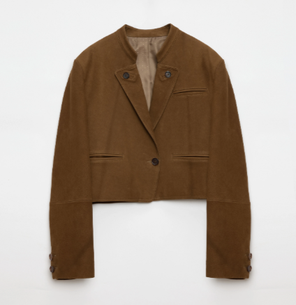 Stand Collar Suit Sheepskin Leather Short Jacket "Roman Story"
