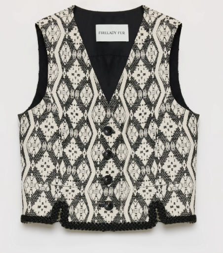 Classical Simple Silhouette Italian Imported Jacquard Ethnic Style V-Neck Vest