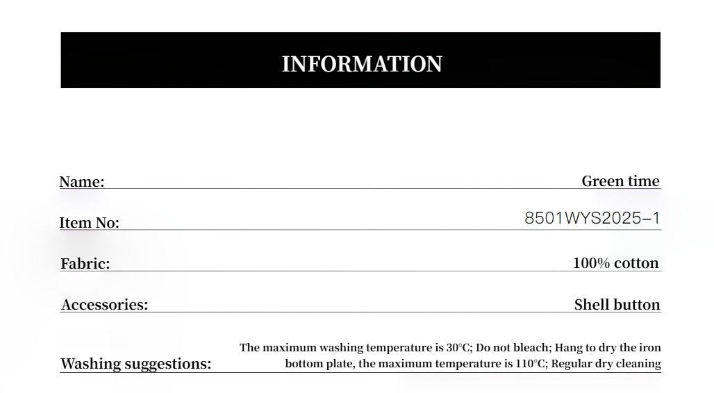 "Green Time" Lapel Side Slit Two-Wear Cotton Printed Shirt