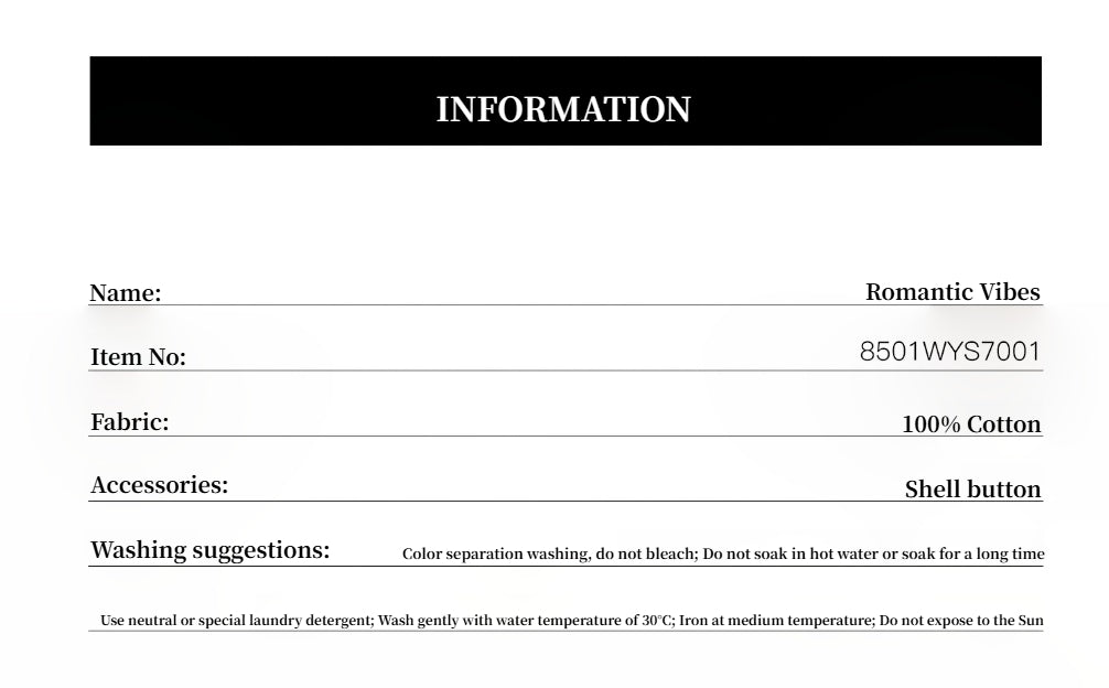 "Romantic Vibes" Cross-Placket Loose Long-Staple Cotton Shirt Dress