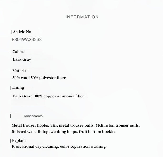 High-Density Mixed Color Cotton and Linen Raw Edge Straight-Leg Suit Pants