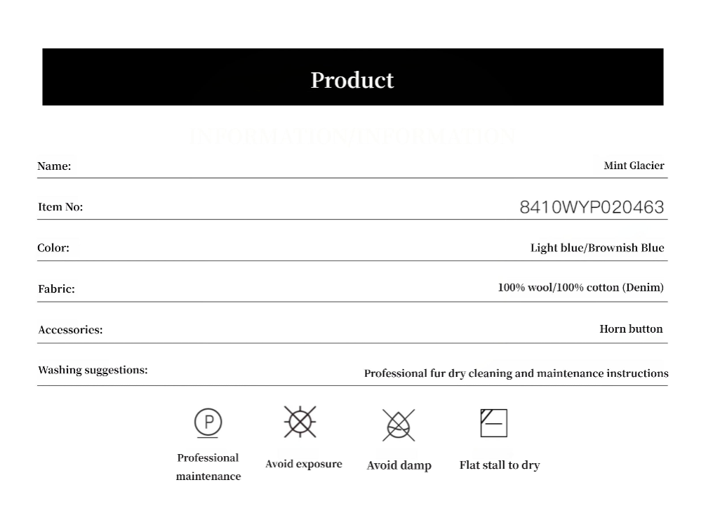 "Mint Glacier"Flip Collar Reversible Shearling Denim Wool Jacket