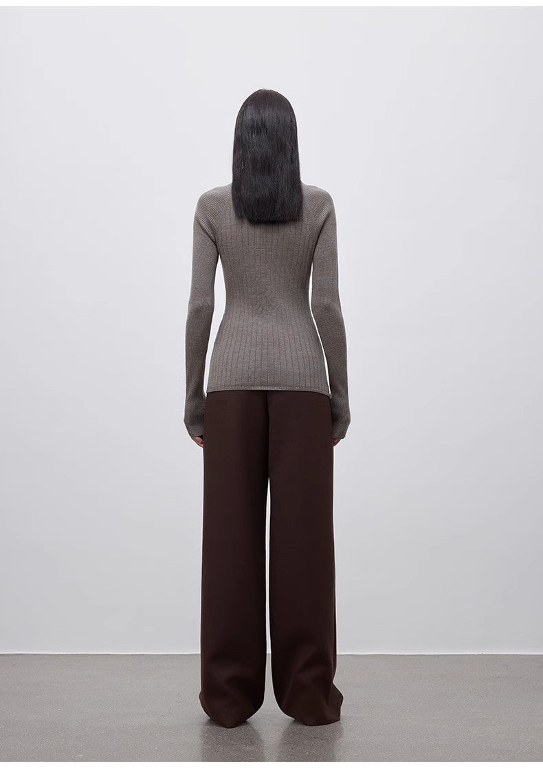 Imported Wool Pleated High-Waisted Straight-Leg All-Match Slimming Suit Trousers