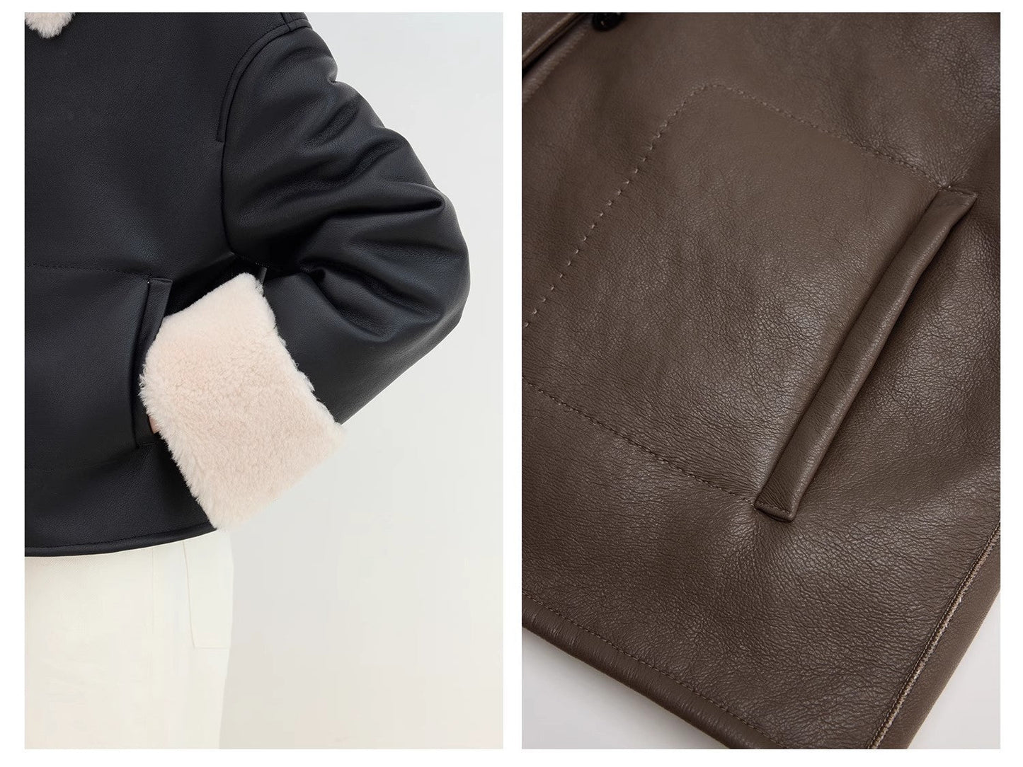 Furry Lapel Casual Straight Shorn Shearling Jacket