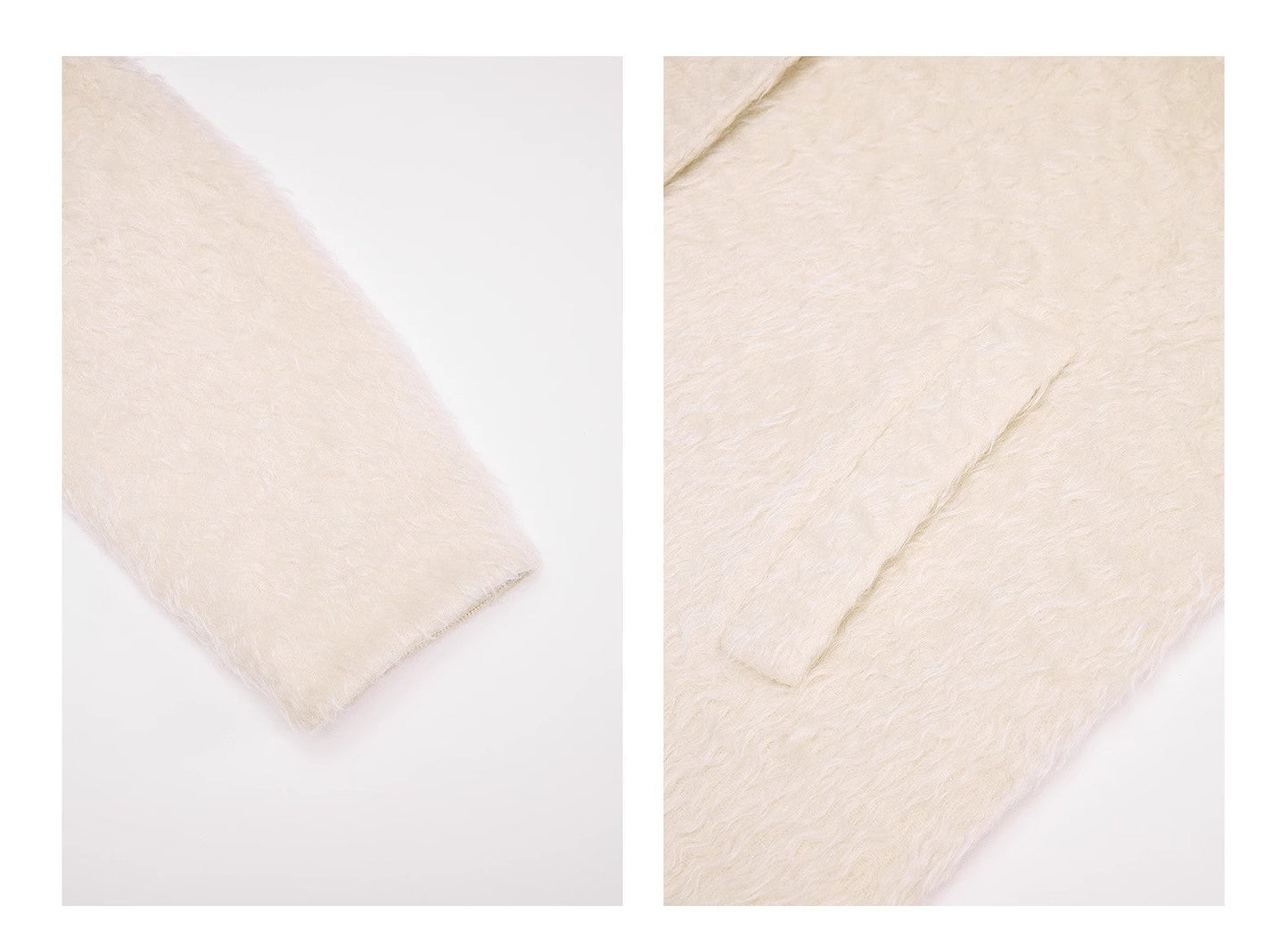 "Song of Snowland"Women's Mohair Wool Stand Collar Coat Autumn and Winter Loose Woolen Coat