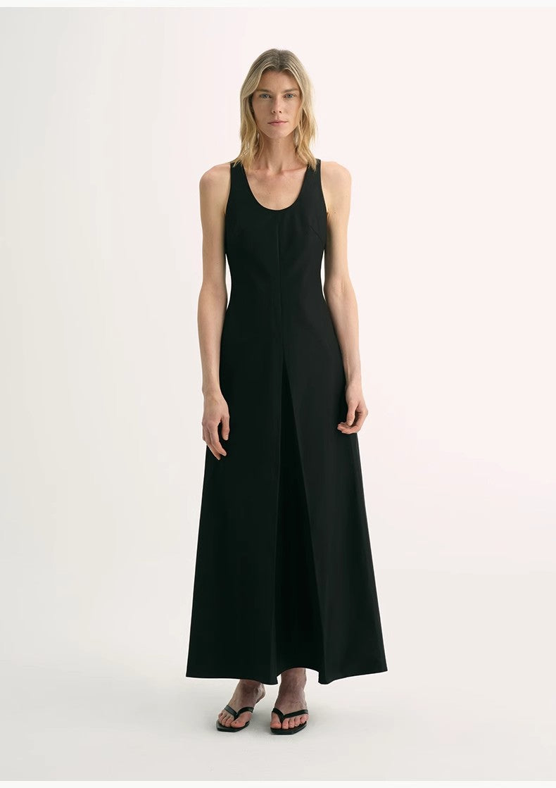 High Density Modal Mulberry Silk Insert U-Neck Vest Dress"Simple Love"