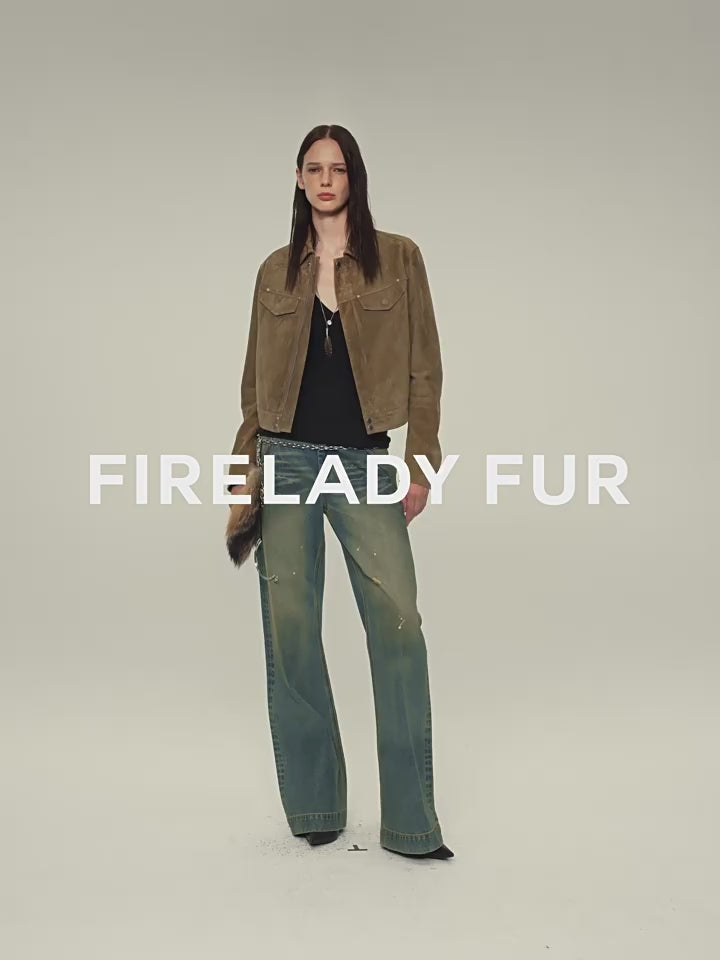 Women's Imported First-Layer Suede Sheepskin Short Autumn Leather Jacket