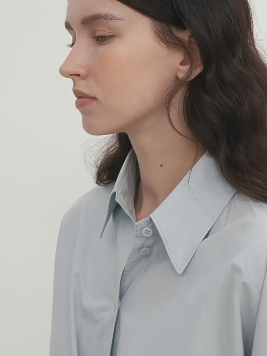 "Romantic Vibes" Cross-Placket Loose Long-Staple Cotton Shirt Dress