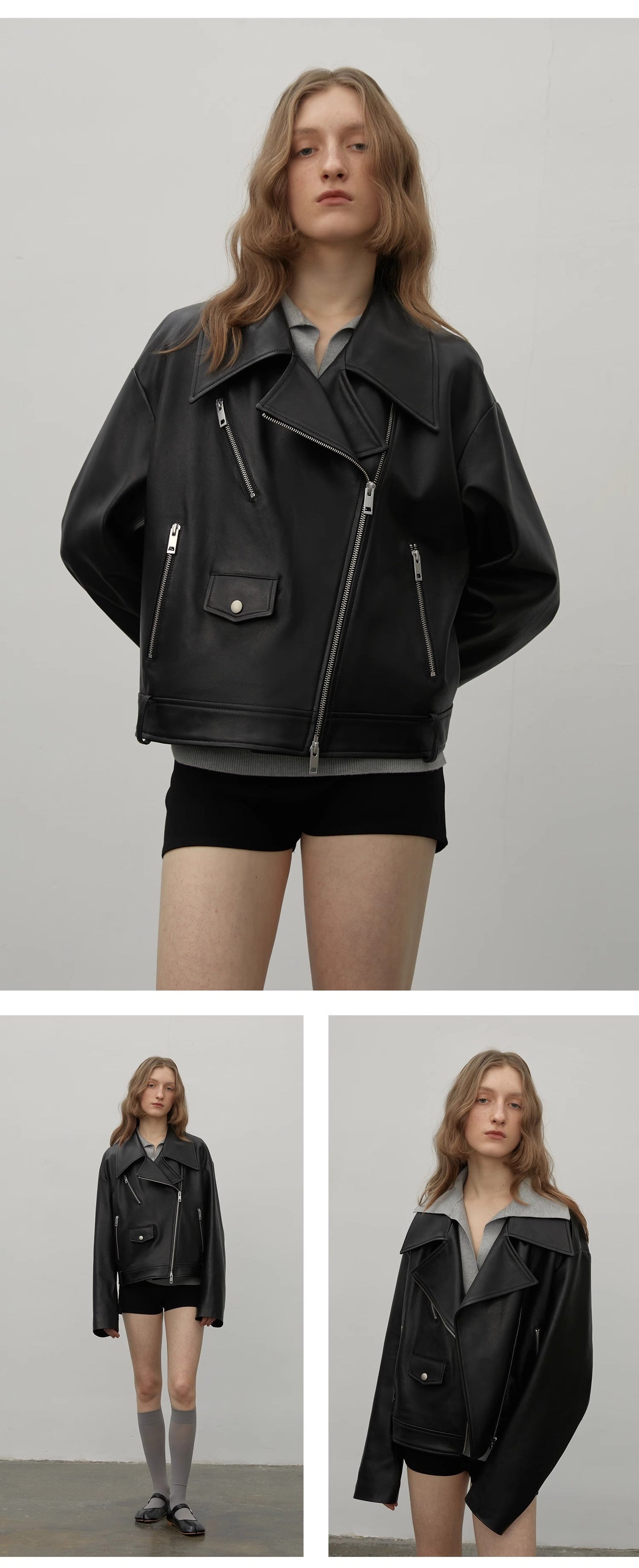 Motorcycle Sheep Leather Jacket Women's Genuine Leather Jacket "Retro Film"