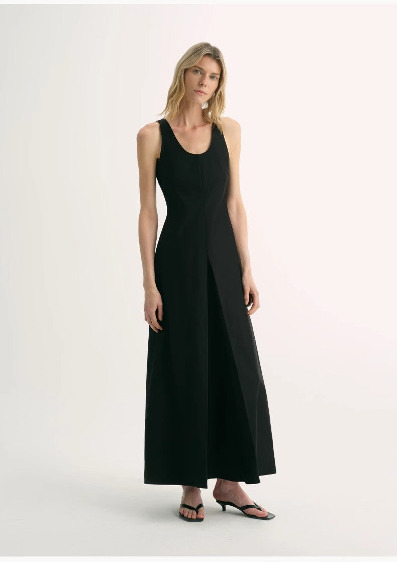 "Simple Love" High Density Modal Mulberry Silk Insert U-Neck Vest Dress