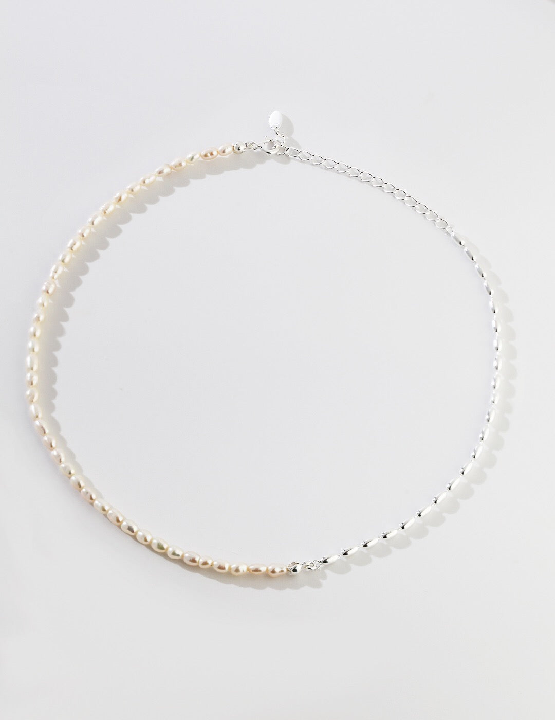 Minimalist Rice Bead Chain Asymmetric Necklace