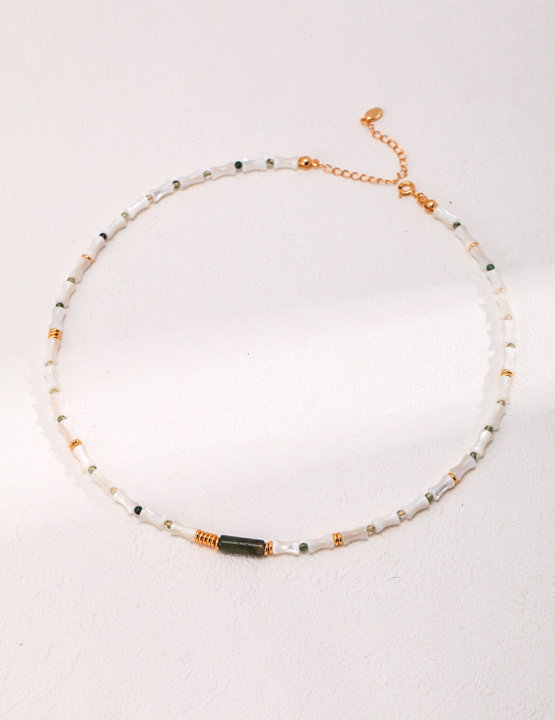 Mother-Of-Pearl Bamboo Beaded Necklace