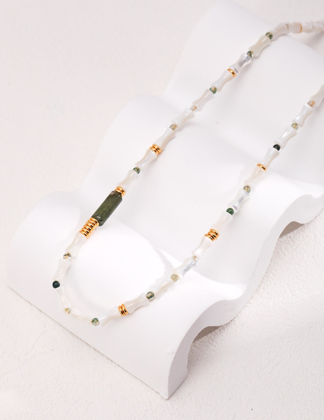 Mother-Of-Pearl Bamboo Beaded Necklace