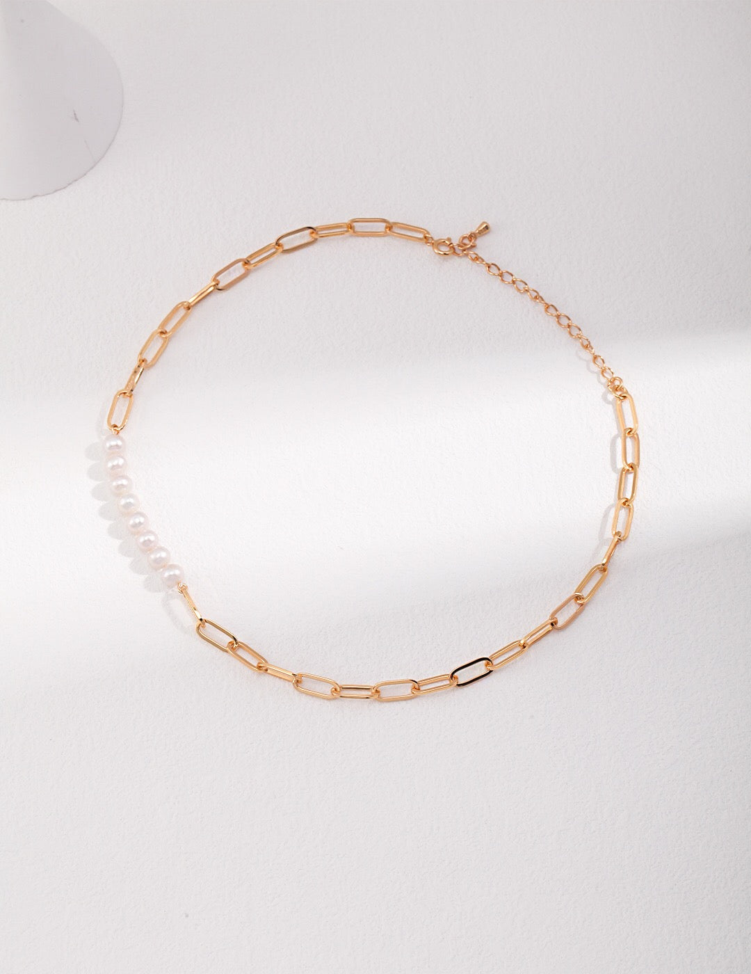 Paperclip Chain Pearl Bead Necklace