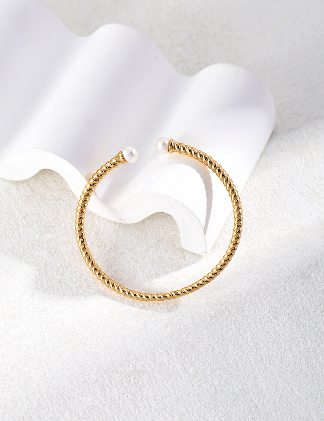 Twisted Cable Pearl Cuff Bracelet