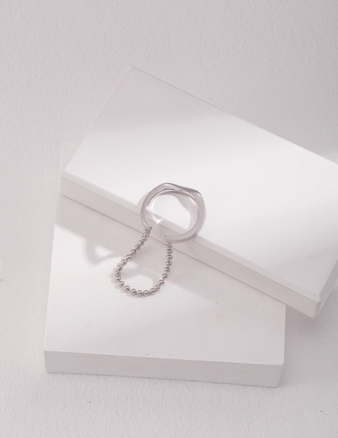 Irregular Rings With Beaded Chain Ring