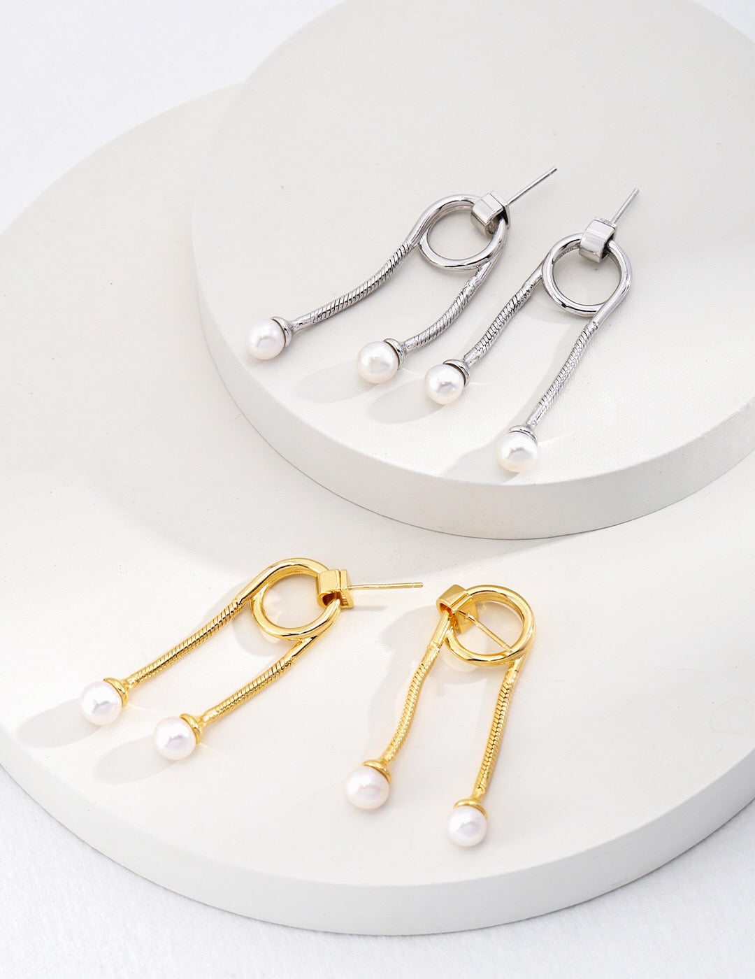 Unique Style Two Pearls Earrings