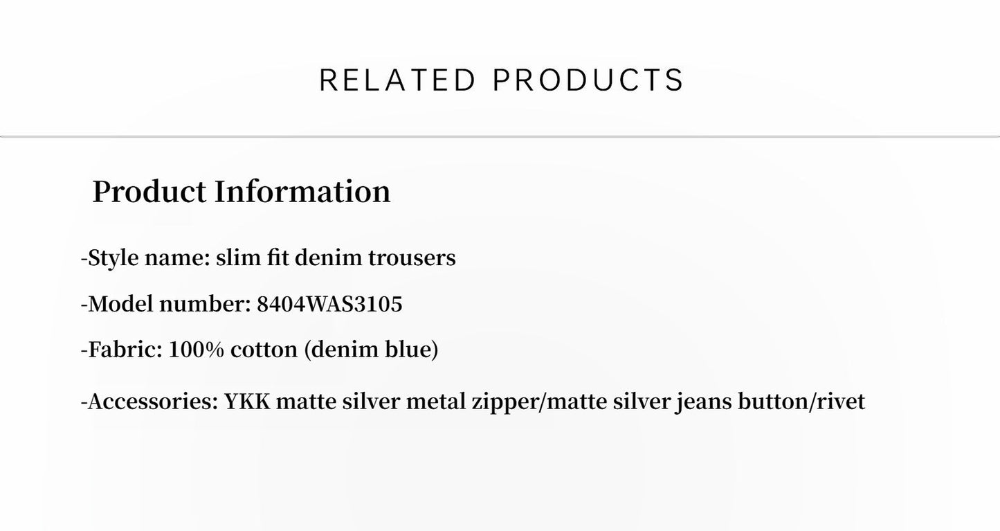 Classic Retro Old Money Style, Washed Organic Cotton, Retro Straight Slim Jeans