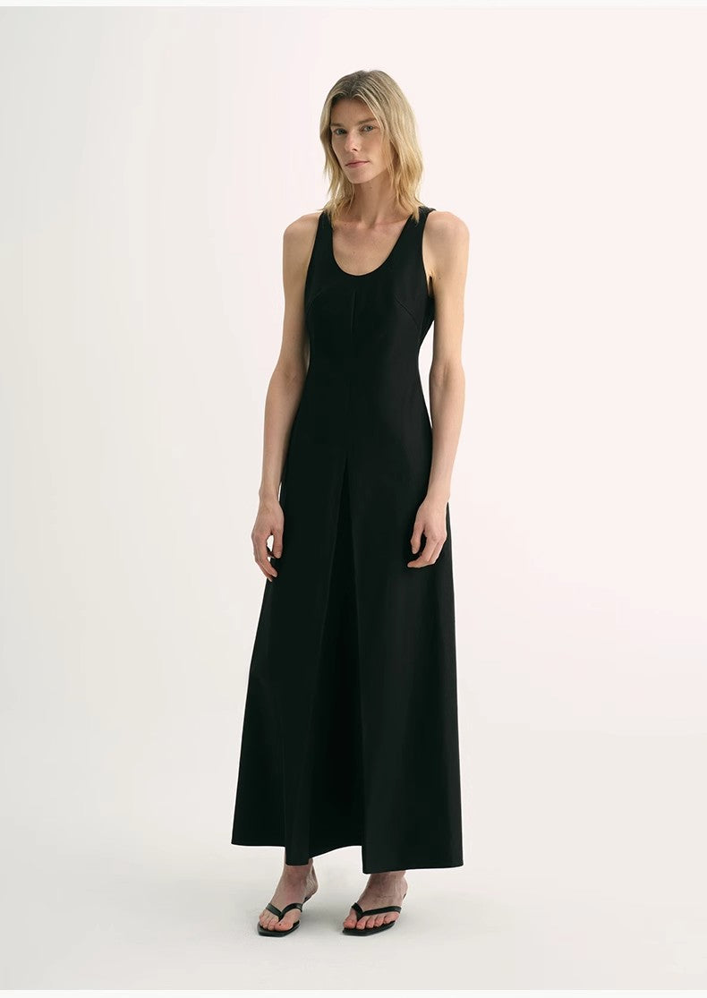 High Density Modal Mulberry Silk Insert U-Neck Vest Dress"Simple Love"