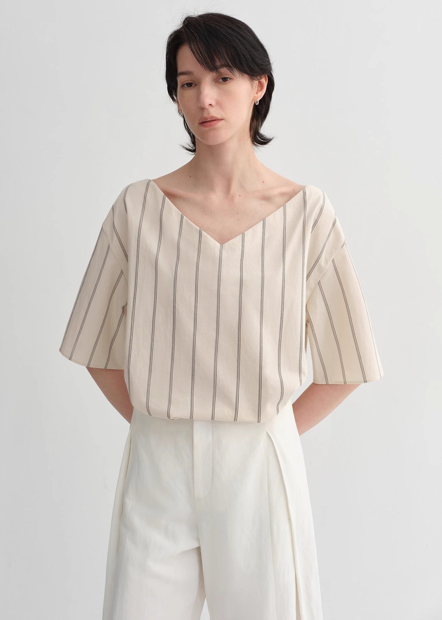 High-Quality, Long-Staple Cotton, Short-Sleeved Shirt for Women