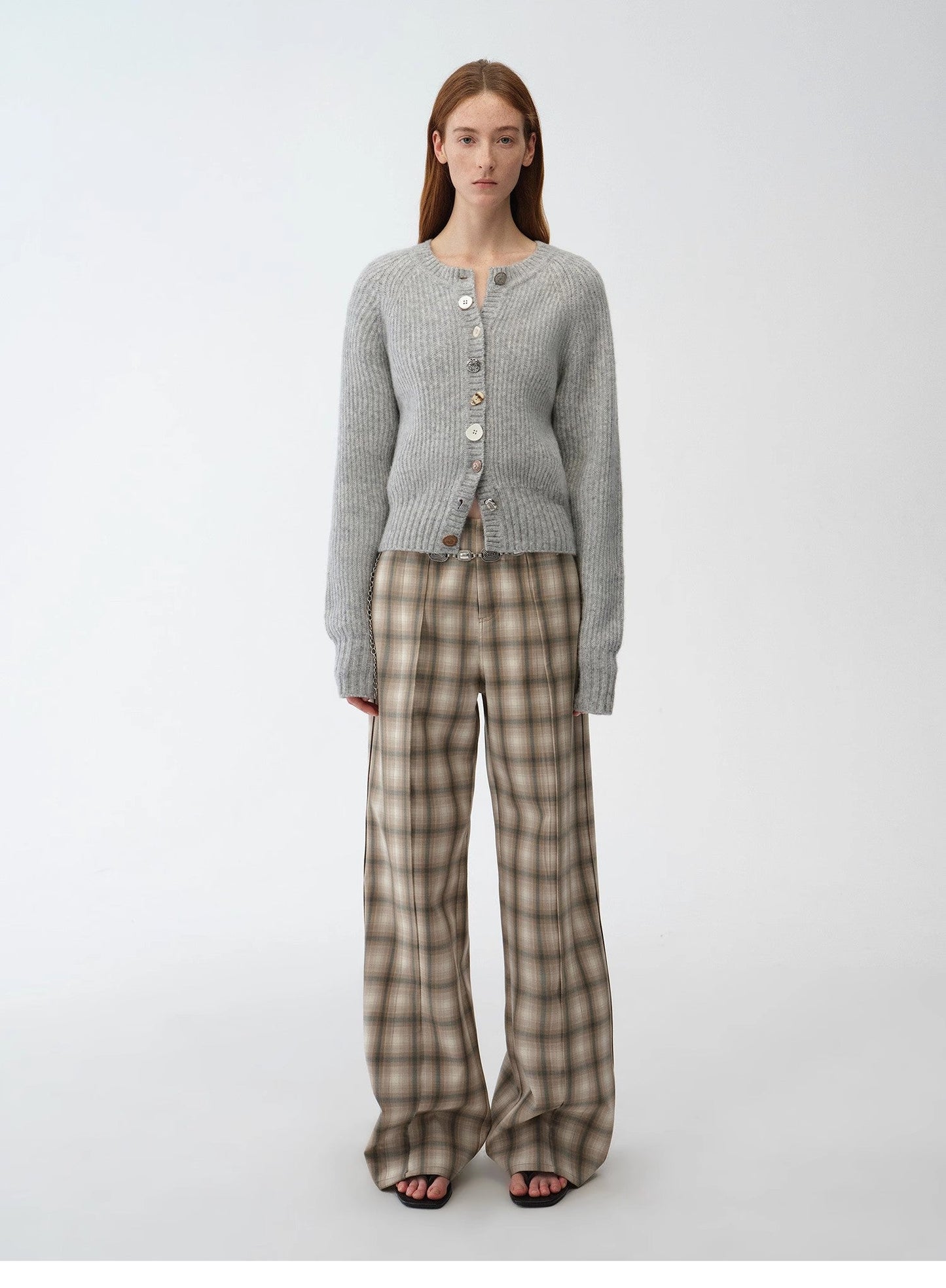 "Hokkaido Weaving Love" Wool Blend Crew Neck Cardigan Top