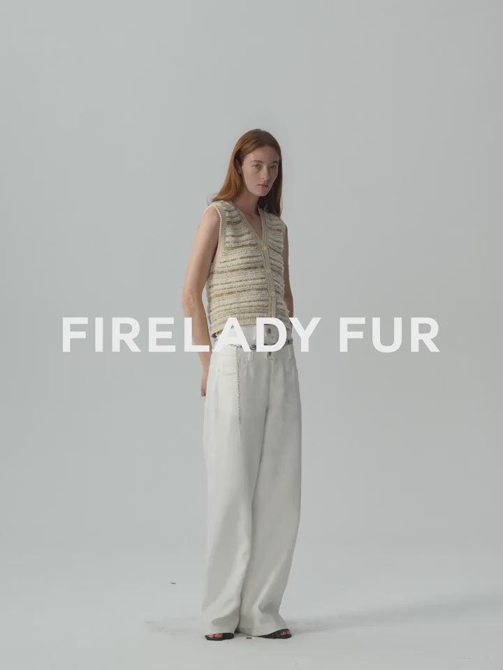 "Nice Weekend" Striped Mixed Woven V-Neck Early Spring Layered Knitted Cardigan Top/Vest