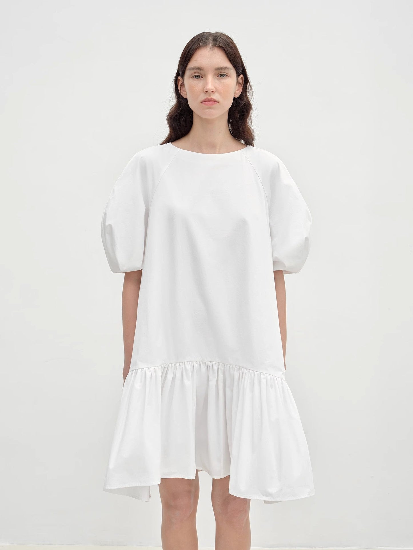 Round Neck Puff Sleeve Temperament Dress for Women Summer
