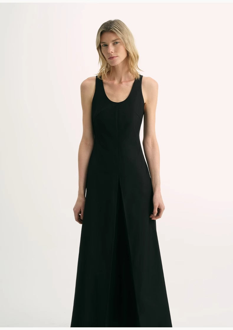 "Simple Love" High Density Modal Mulberry Silk Insert U-Neck Vest Dress