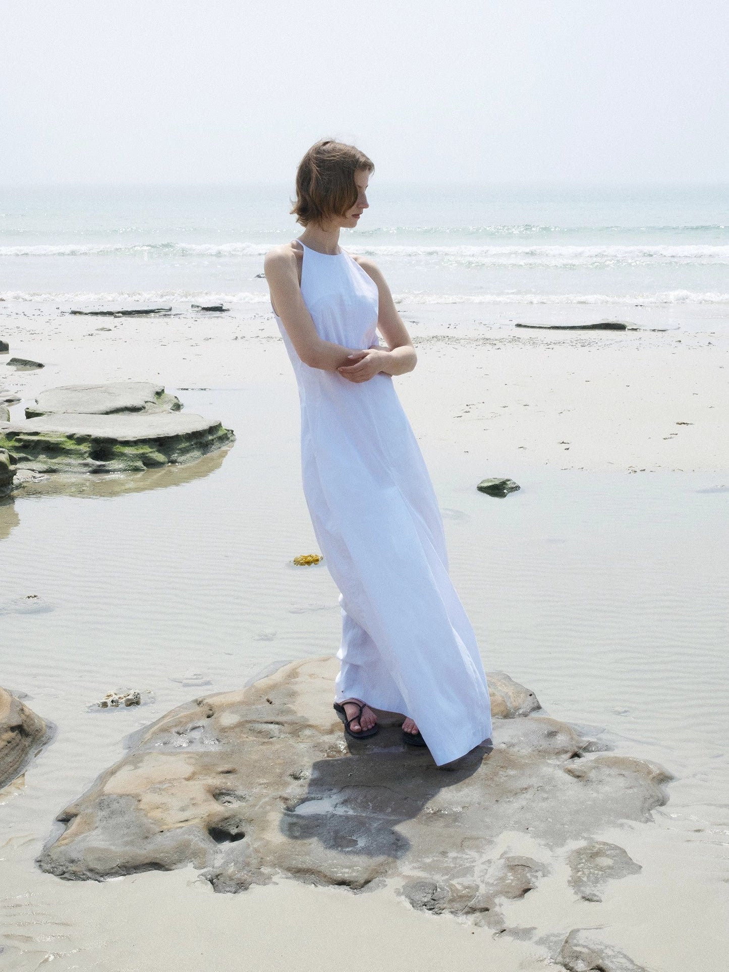 Halterneck Waist-Cinching Cocoon Dress