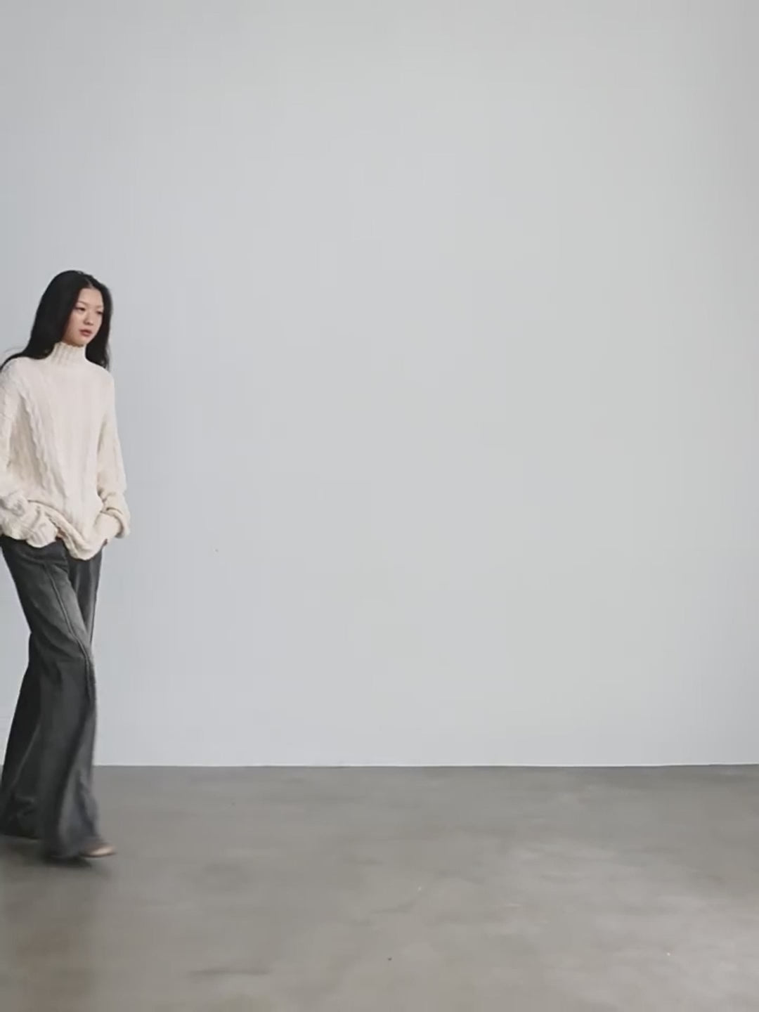 "Warm-Embrace Jacquard"Loose Slimming Straight High Collar Fashion Top 100% Cotton Women's Winter