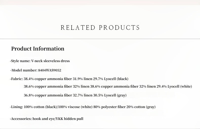 Linen Textured Anti-Wrinkle V-Neck Sleeveless A-Line Dress