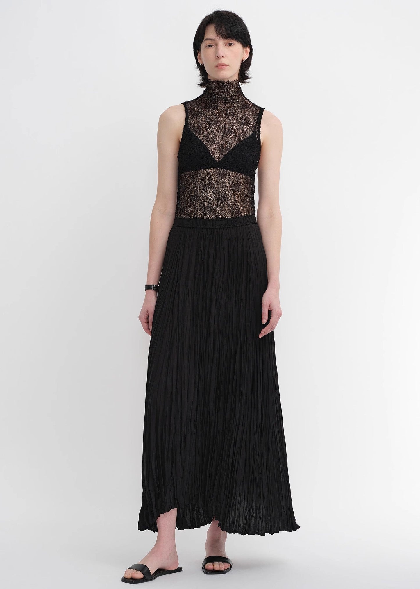 Mulberry Silk Custom Pleated Irregular Hem Skirt for Women