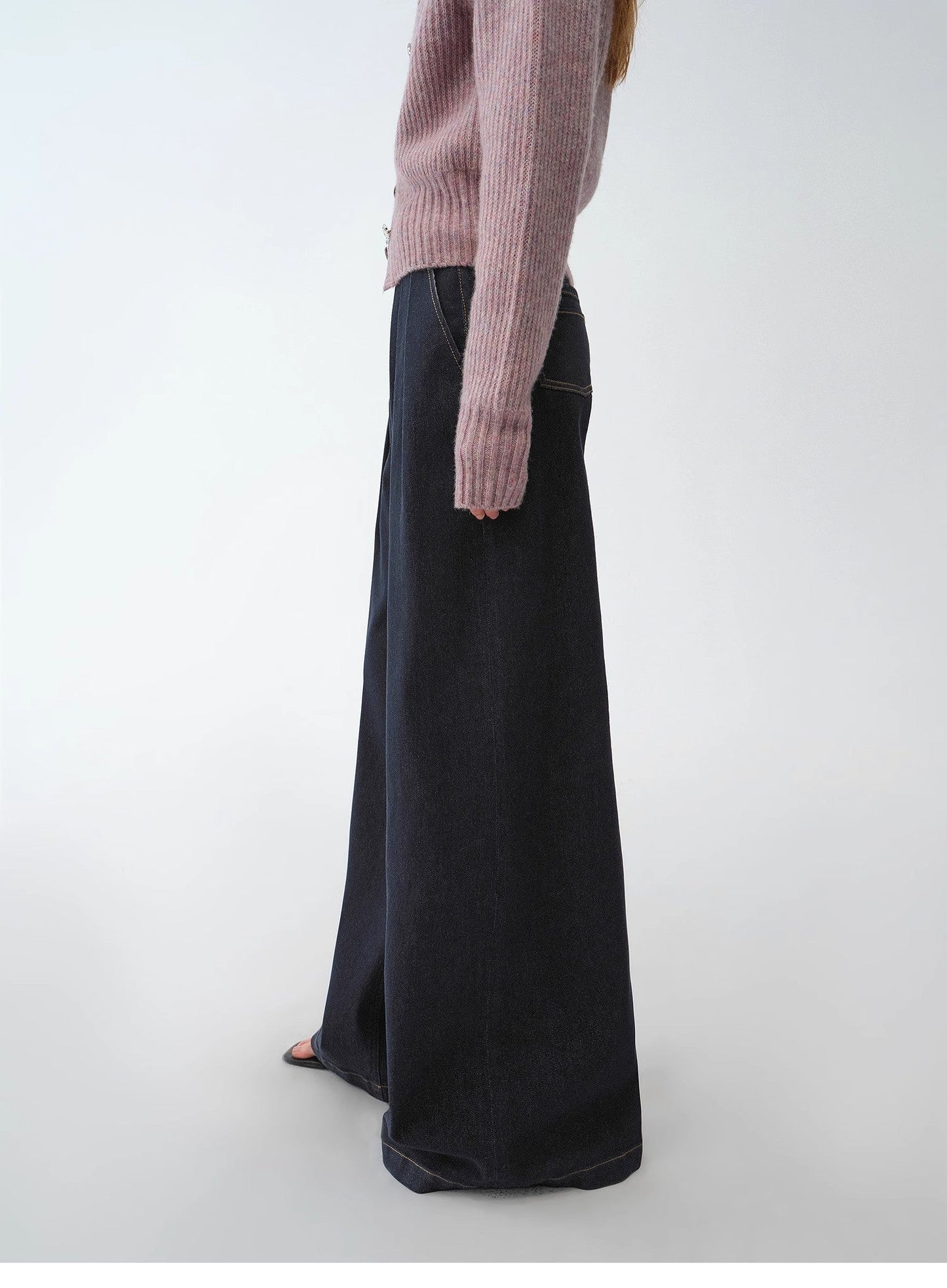 Vintage Handmade Lycra Stretch Jeans Wide Leg Loose Trousers