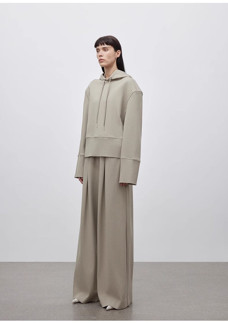 Short Hooded Sweatshirt, Autumn and Winter Casual Sweatpants With Straight-Leg