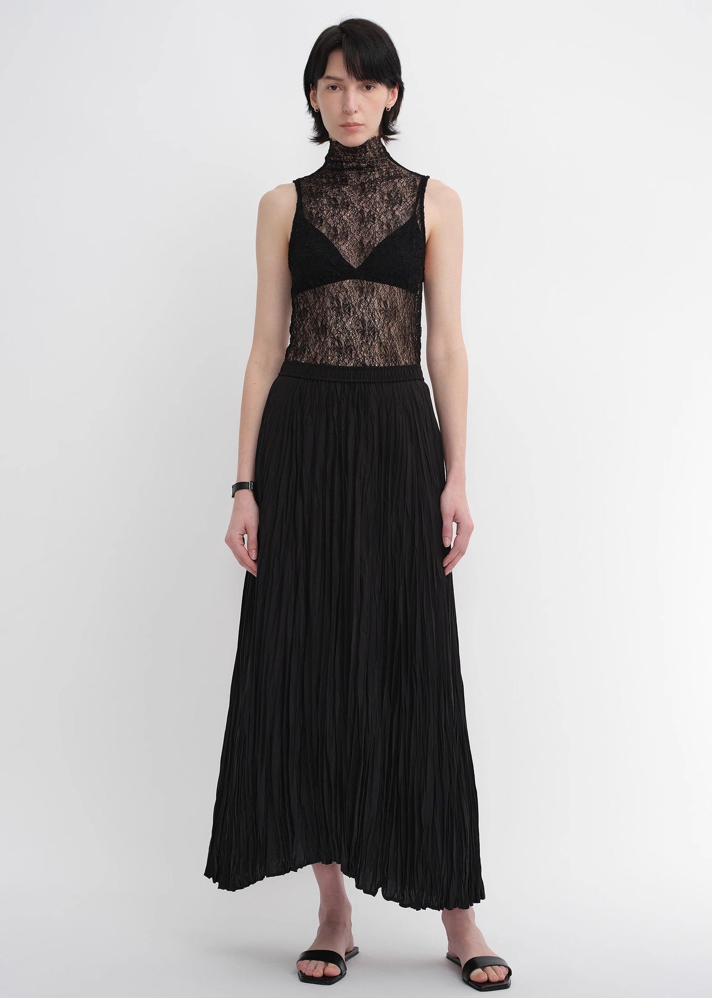 Mulberry Silk Custom Pleated Irregular Hem Skirt for Women