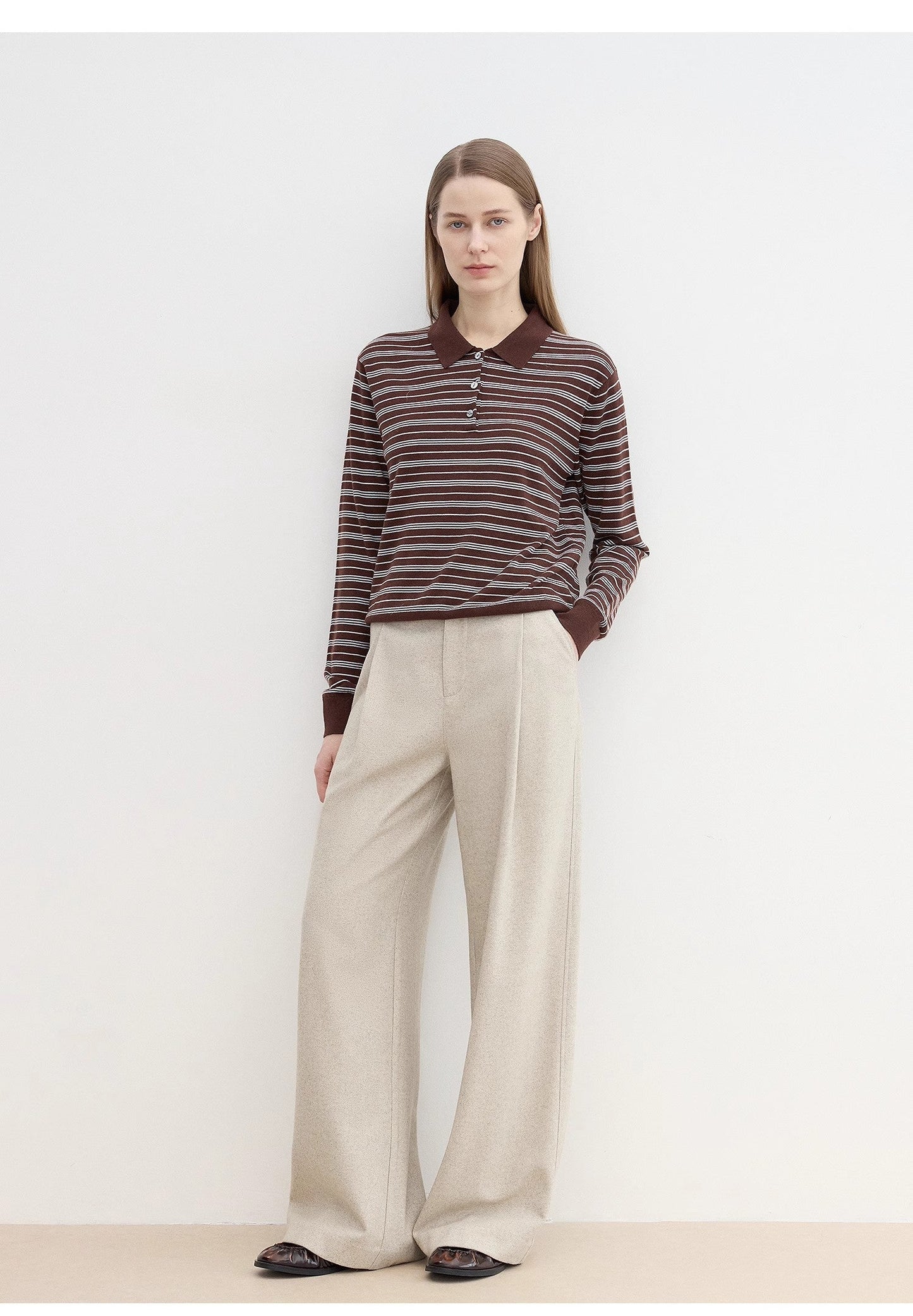 "Leisure Moments" Classic Low-Waisted Loose Casual Straight Pants Exquisite Fashion Sense Casual Pants for Women