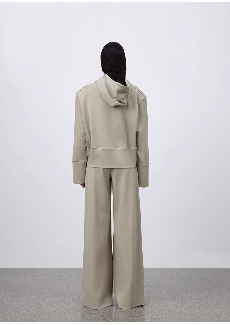 Short Hooded Sweatshirt, Autumn and Winter Casual Sweatpants With Straight-Leg