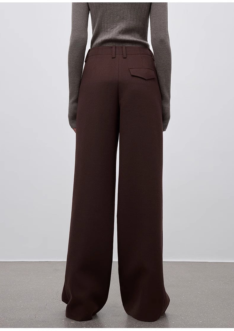 Imported Wool Pleated High-Waisted Straight-Leg All-Match Slimming Suit Trousers