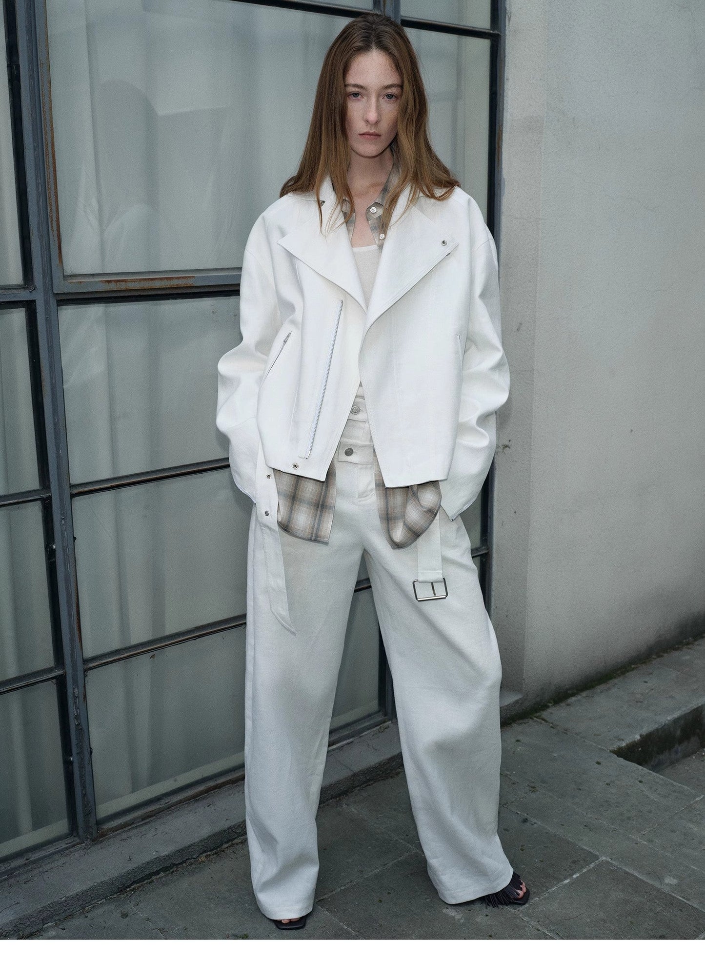 Practical Personality Linen Draped Trapezoidal Jacket"Modern Past"