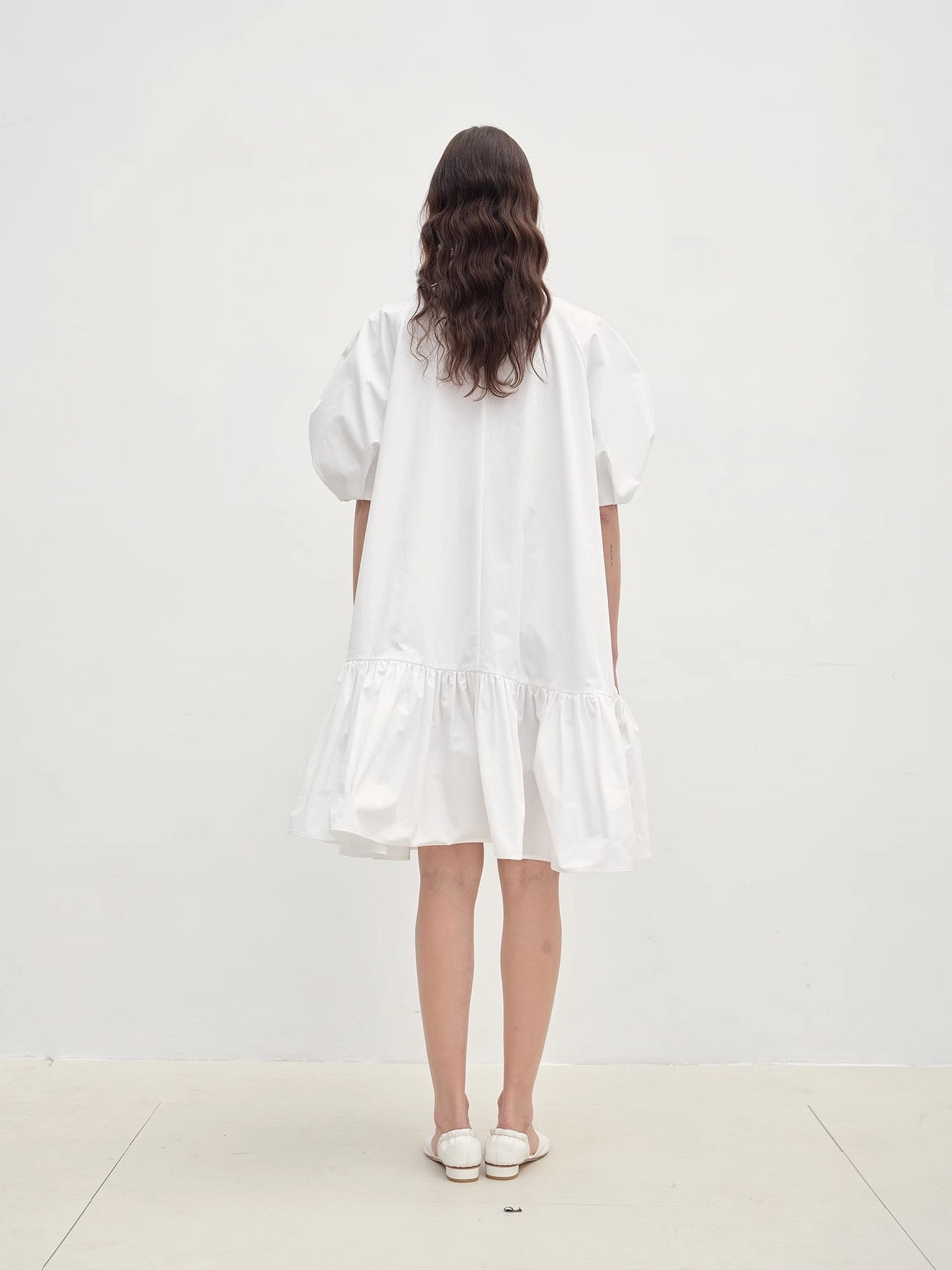 Round Neck Puff Sleeve Temperament Dress for Women Summer