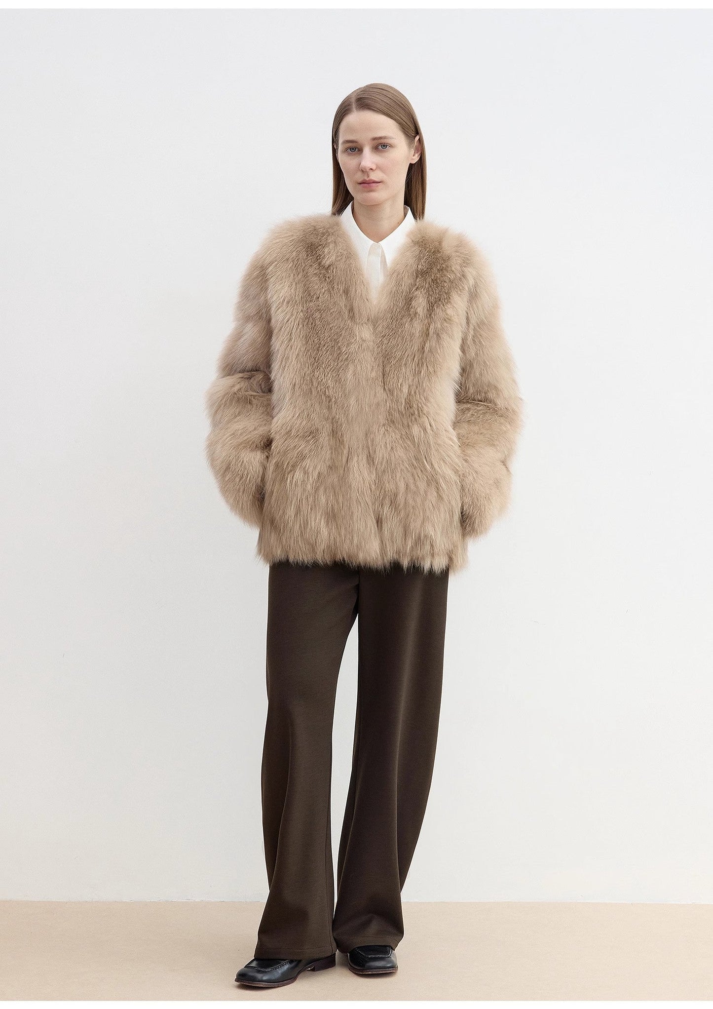 Wool Blended High Waist Curved Scimitar Casual Pants for Women