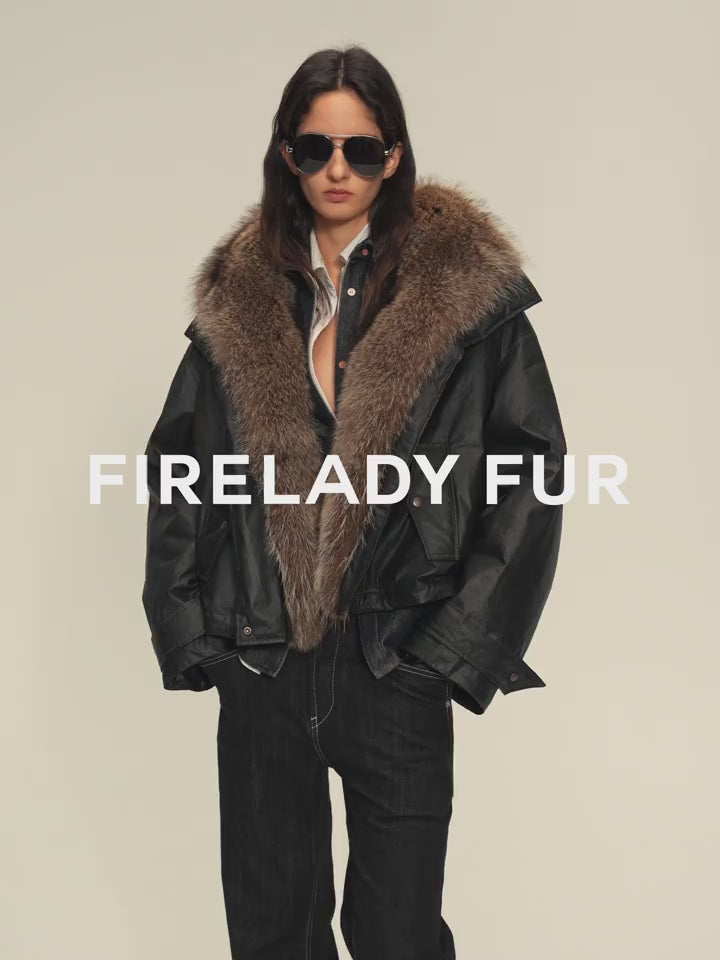Firelady Fur Women's Down Fur Parka Coyote and Raccoon Fur Collar-“The Long Night Is Coming”
