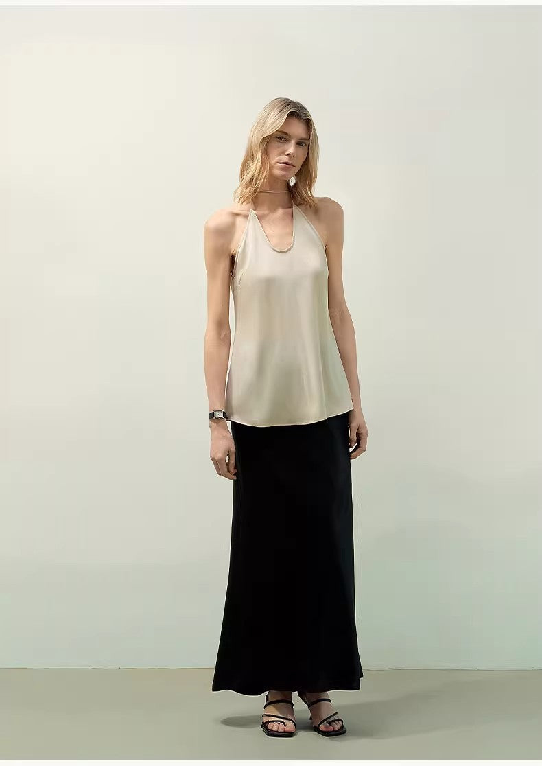 "Extremely Luxurious" Glossy Bias-Cut Elegant Slim Fishtail Skirt