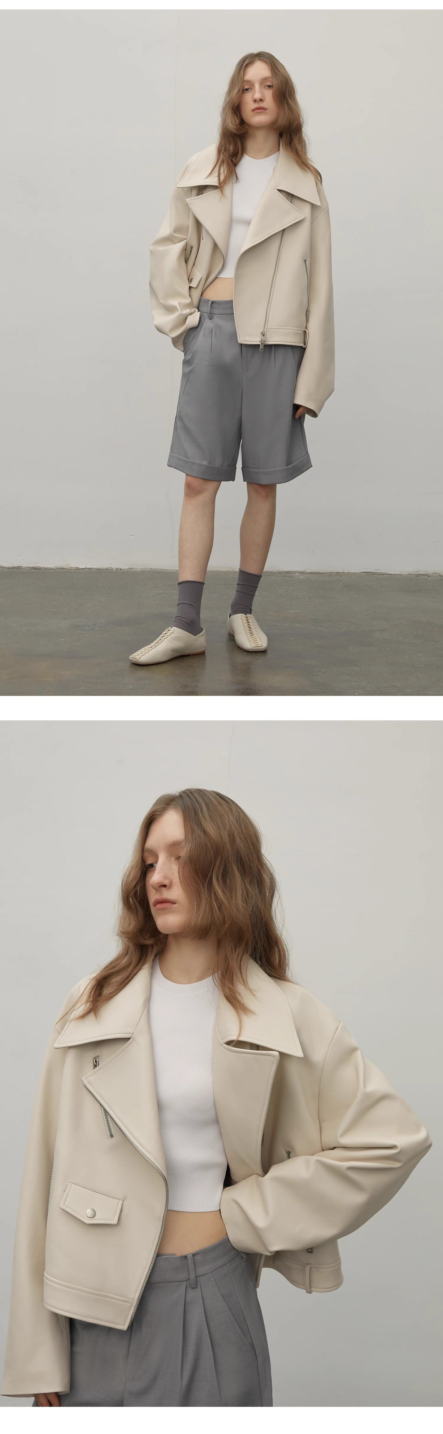 Motorcycle Sheep Leather Jacket Women's Genuine Leather Jacket "Retro Film"